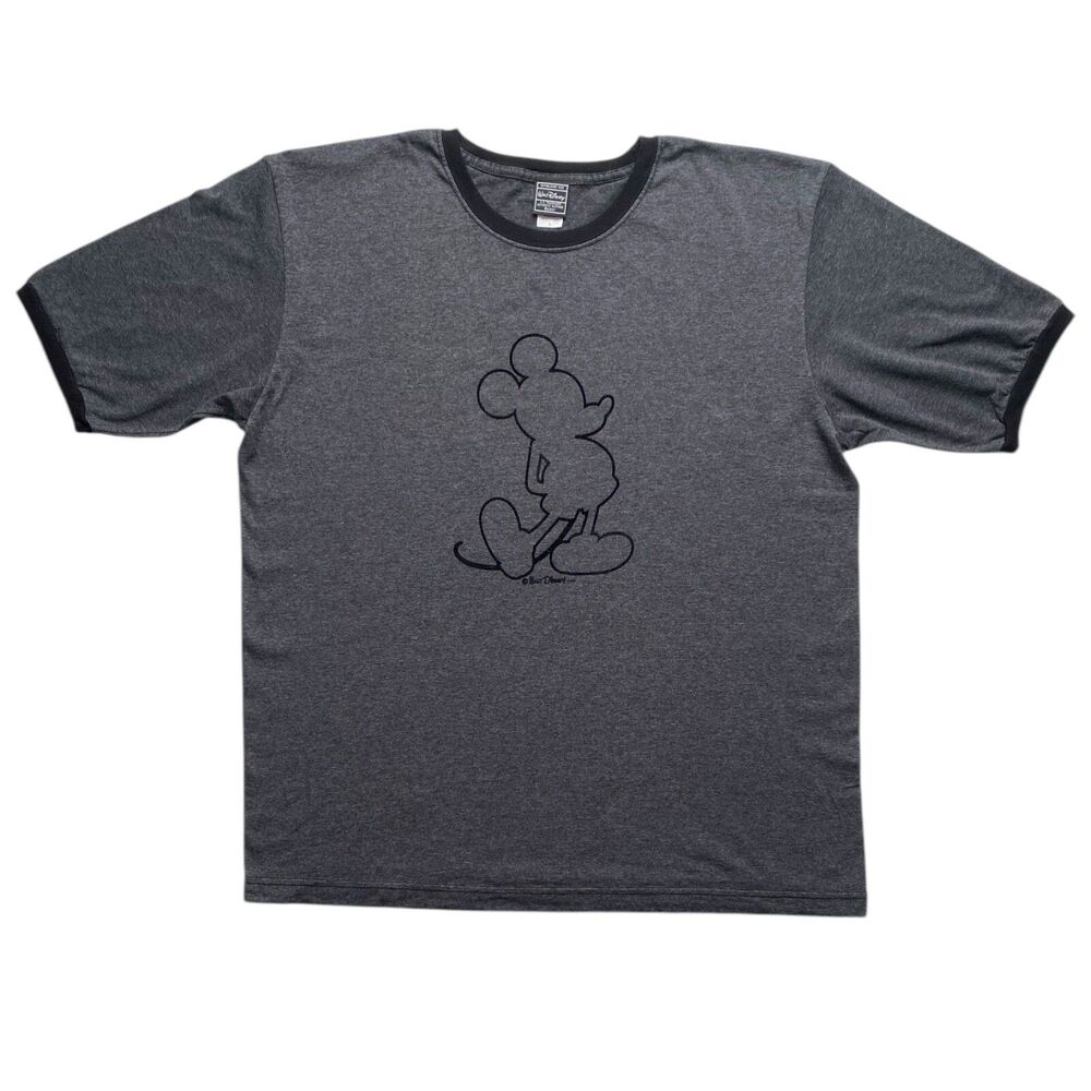 Vintage Walt Disney Authentic Clothing Mickey Mouse Outline T-Shirt Gray, Size L
